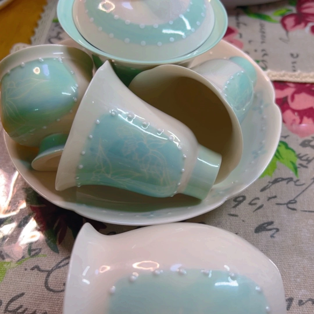 元宝盖碗套组一碗三杯➕壶承➕公道杯