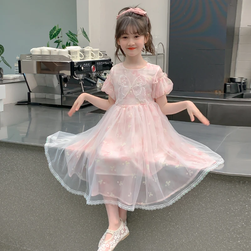 女童连衣裙夏装2025新款洋气儿童韩版网红纱裙中大童夏季公主裙子
