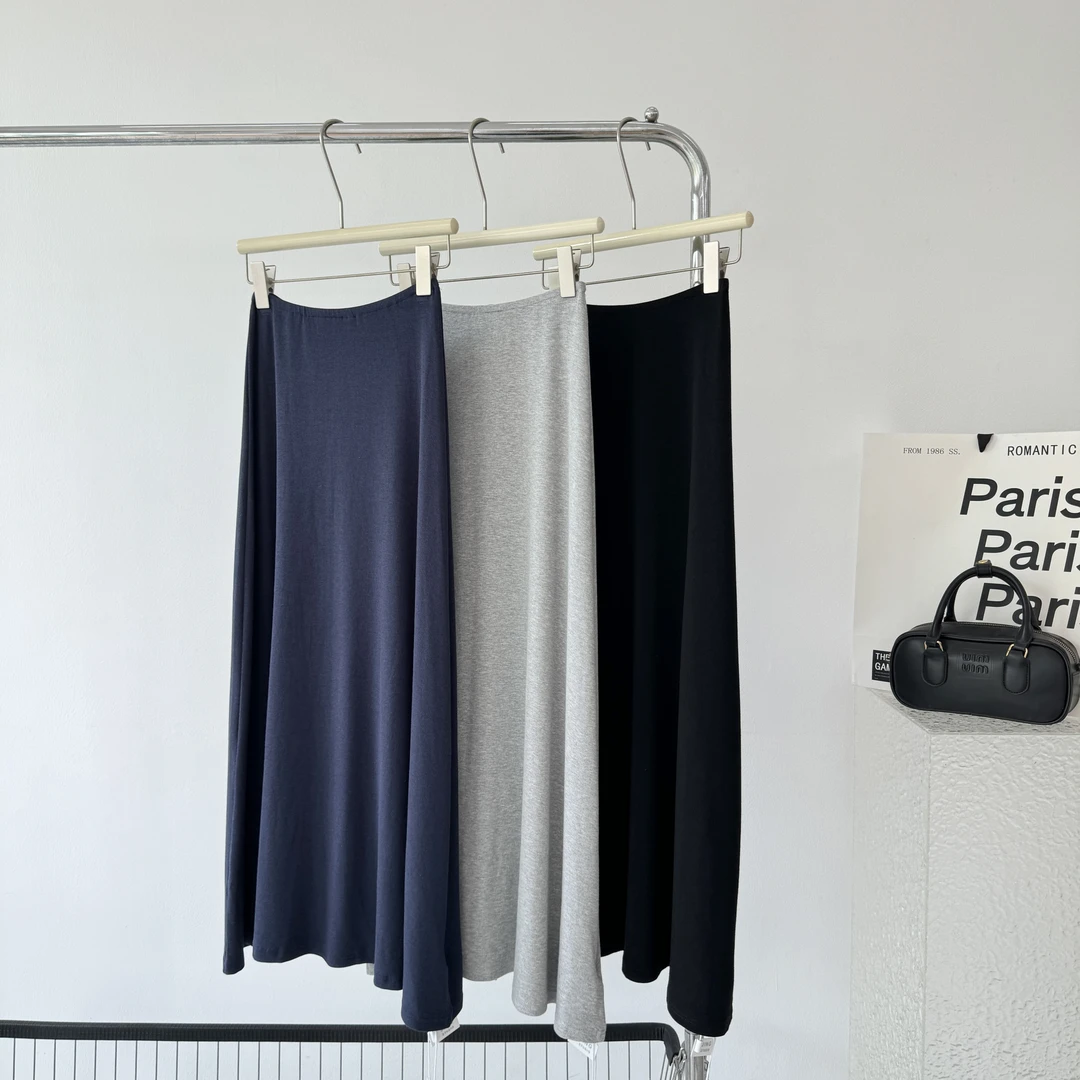 superniniyy 氛围感纸片人拖地裙后开叉垂感松弛显瘦半身裙长裙夏