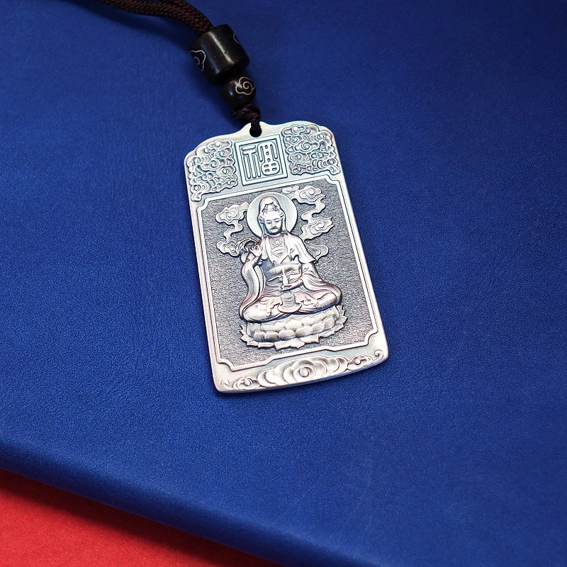 吊坠足银 足银999观音平安无事牌