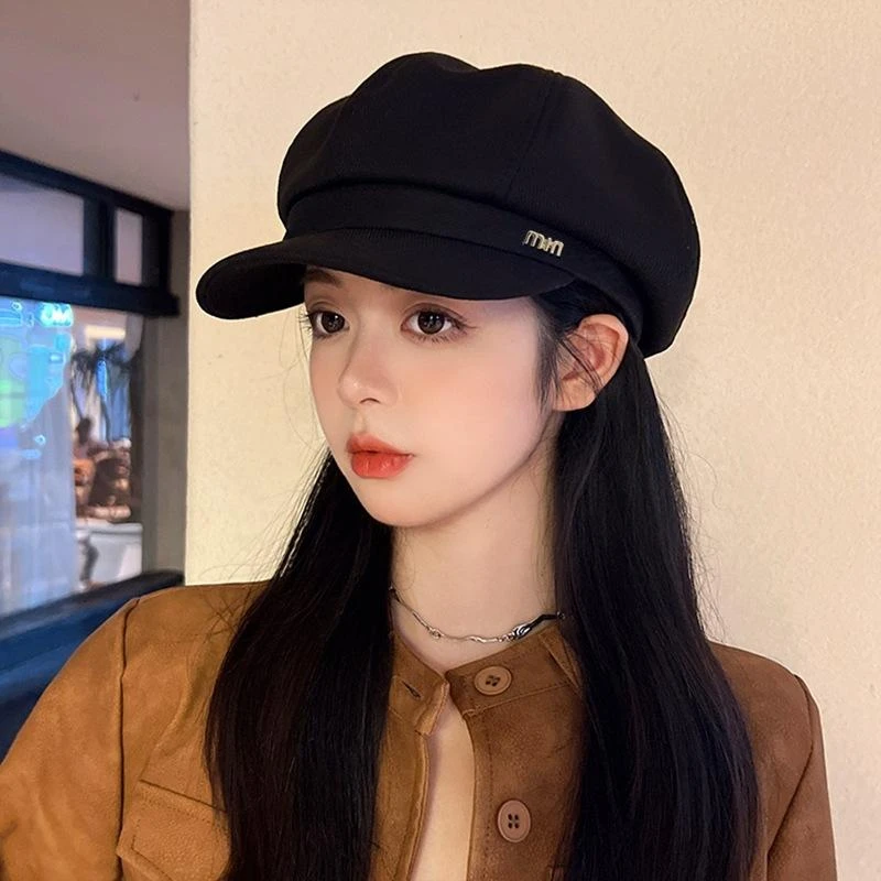 贝雷八角帽子女秋冬百搭韩版显脸小复古毛呢鸭舌帽英伦复古画家帽
