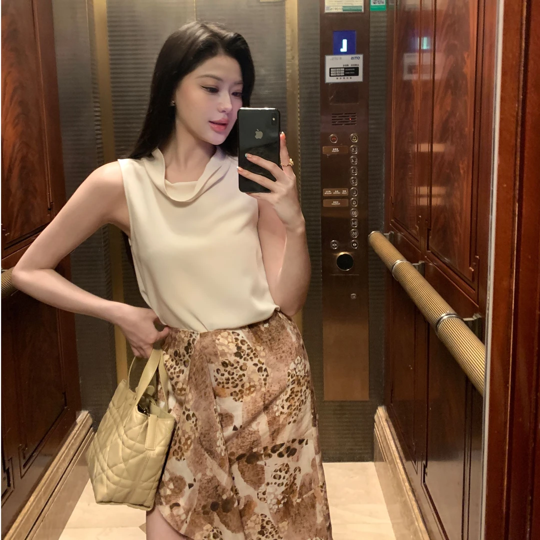 现货 JINY 静一｜【豹野羁途】小众设计感复古豹纹花色半裙女度假风