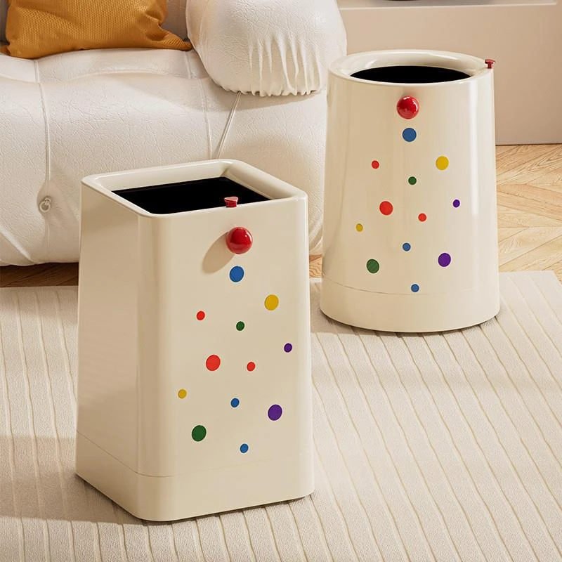 垃圾桶家用客厅2025新款大号高颜值卧室可移动带轮厕所ins风纸篓