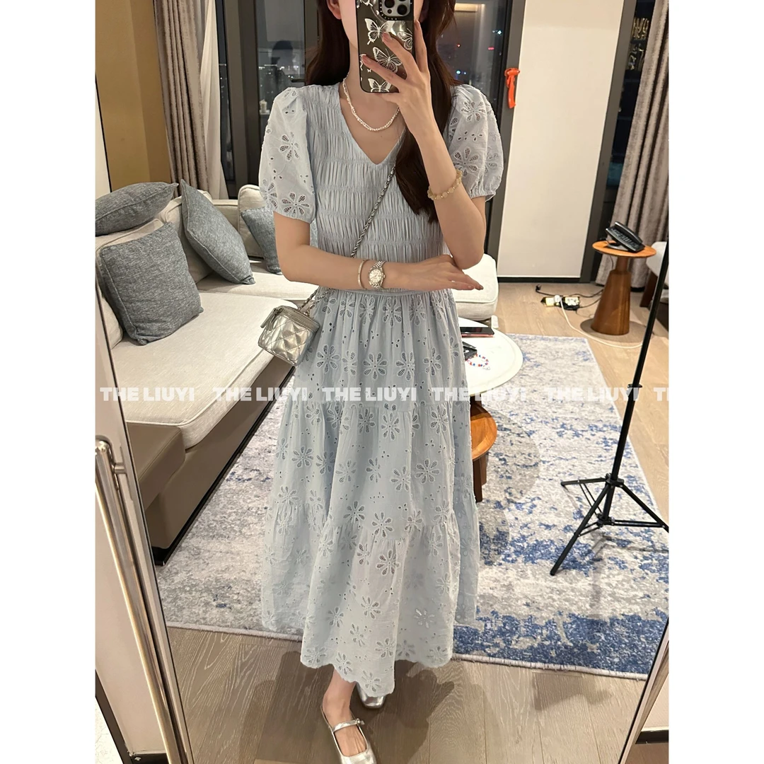 【LIUYI】生如夏花~夏季甜美镂空提花刺绣连衣裙54108