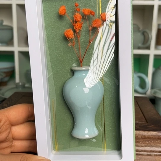 杯原矿釉玉壶春瓶冰箱贴带礼盒