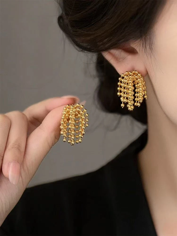 铜合金耳饰 烟花流苏耳环 气质 时尚 百搭 手工 个性 007