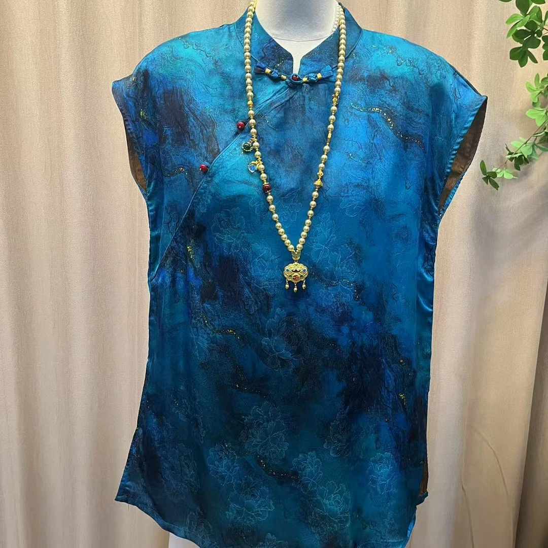 新中式国风新款真丝香云纱气质百搭中长款上衣