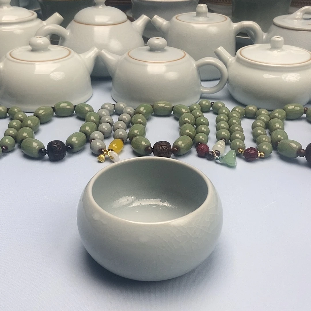 杯仿古月白禅定杯原矿原釉原产地