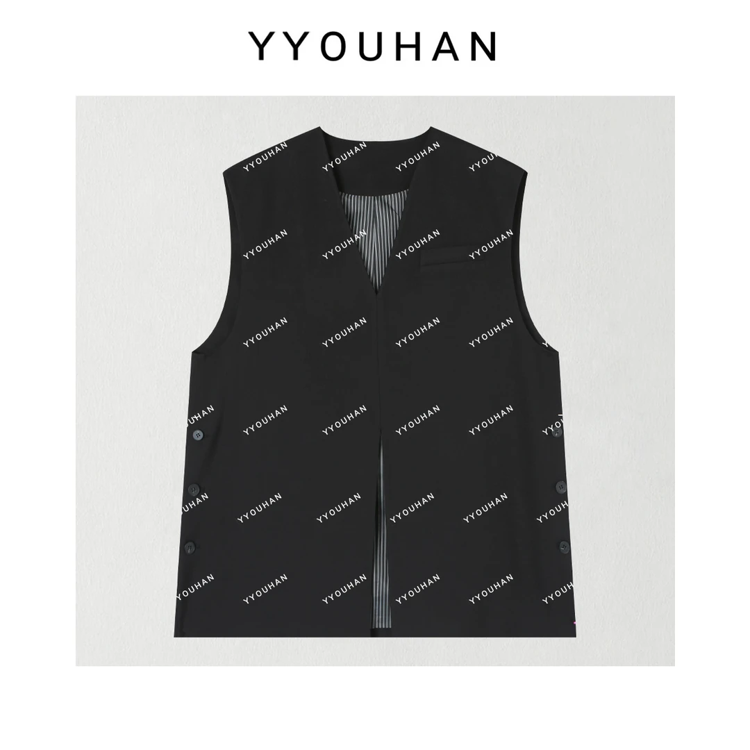 YYOUHAN 2025新款【至简美学】极简双侧纽扣V领西装马甲 2508C4864