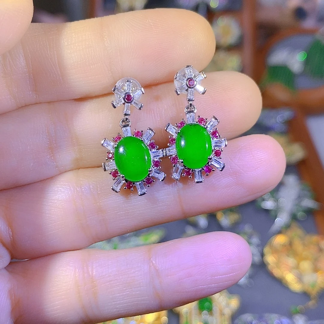 颈饰银S925镶嵌翡翠