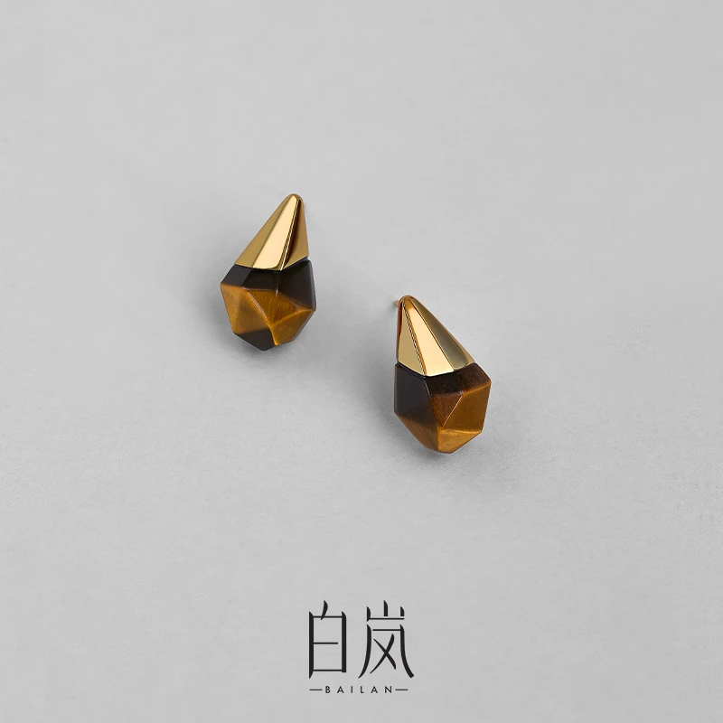 【8月新品】关山耳钉天然敦煌简约轻奢虎睛石文艺古风耳饰ED4717