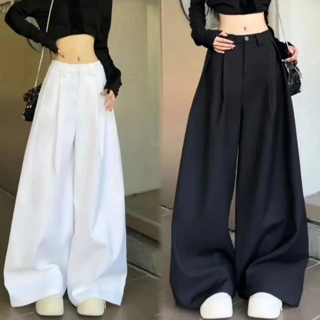 美式炸街高级感西裤2025春装新款宽松显瘦垂感阔腿裤拖地裤休闲裤