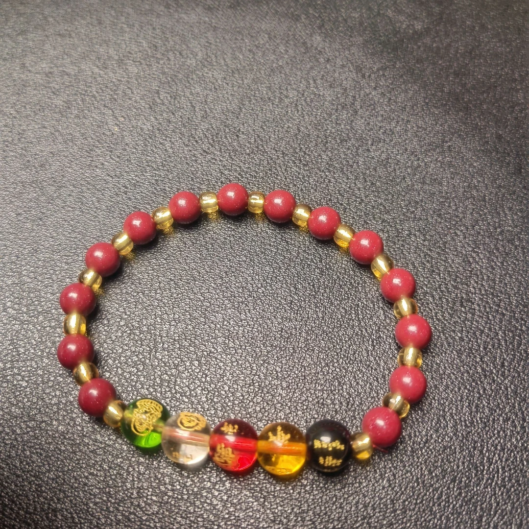 含辰砂工艺品高含量紫金砂五路财神6mm手串一条【福利品】