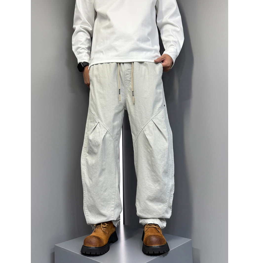 2025早秋新款美式复古水洗做旧工装裤男潮牌宽松直筒阔腿休闲长裤