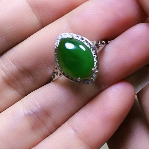 银S925镶嵌戒指和田玉