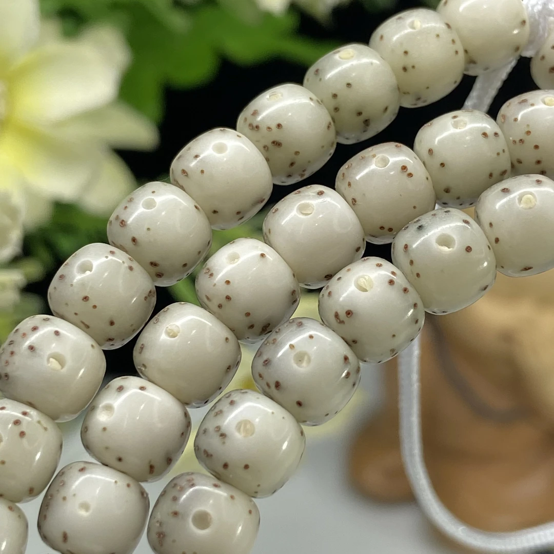 789594星月菩提108同枝果石玉料7x6mm鼓珠长串