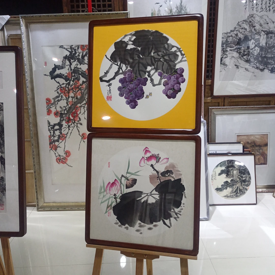 实木框纯手绘福禄书画作品/葫芦/福禄画/家居办公空间国画50x50