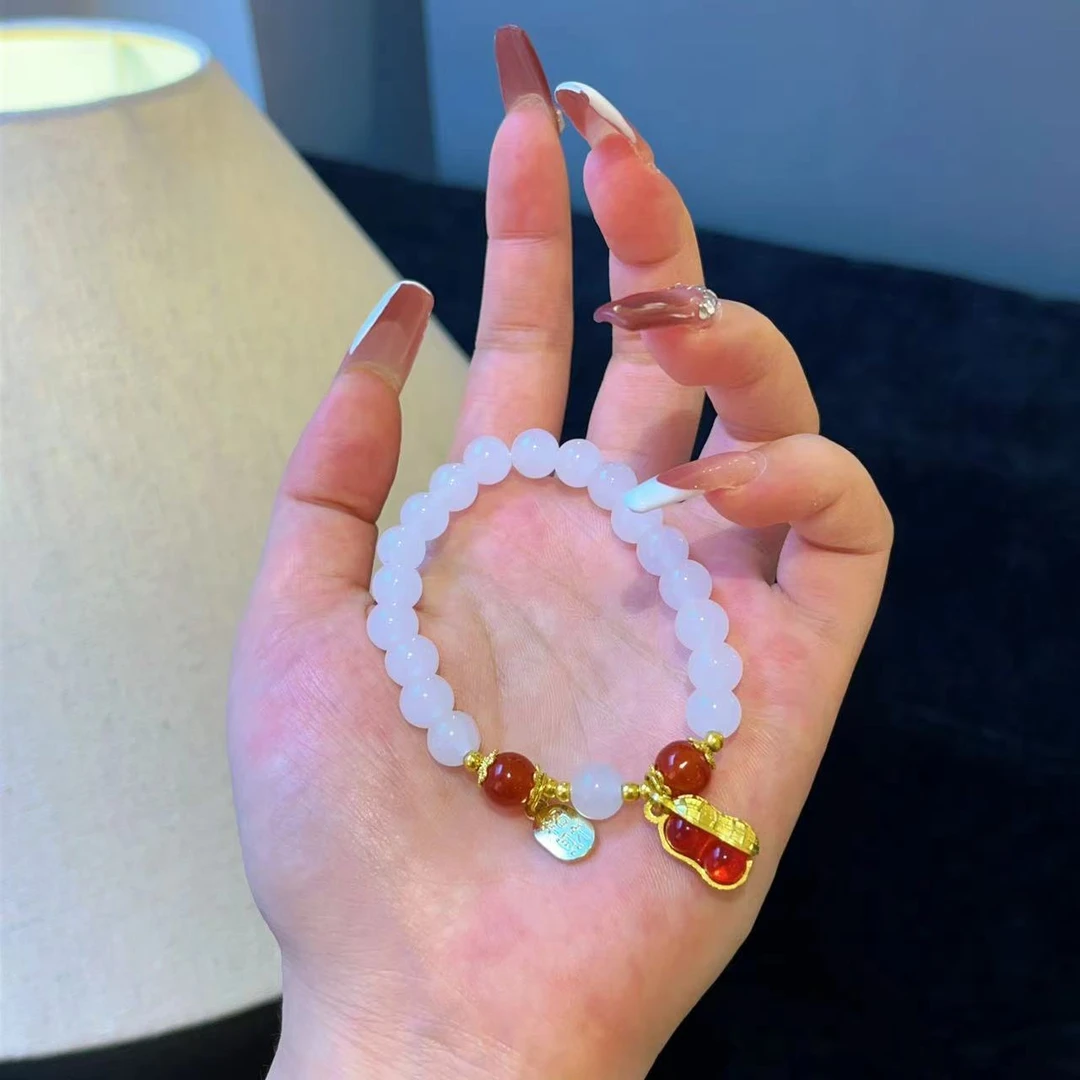 铜合金亚克力手链 铜合金 345 时尚国风白月光花生手链