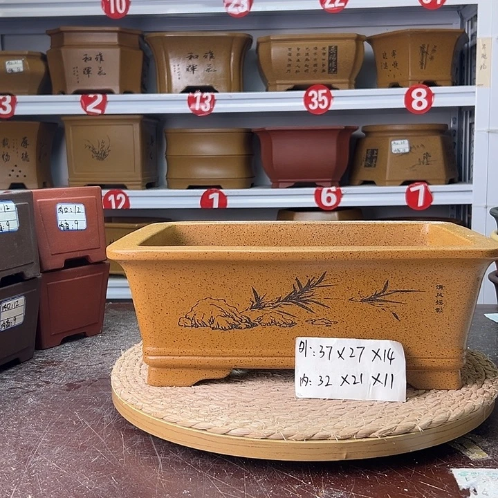 紫砂花盆蛇年大吉