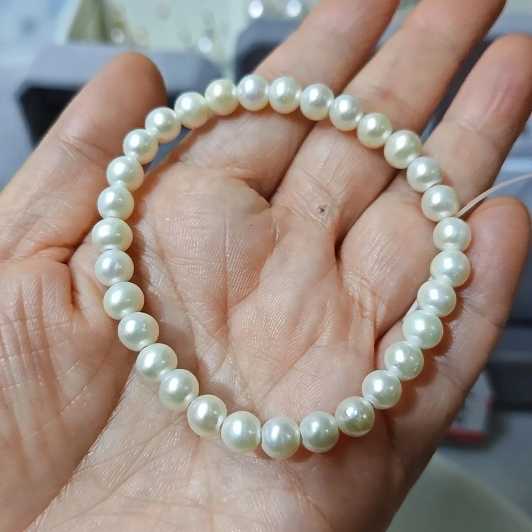 手绳银S925镶嵌淡水珍珠