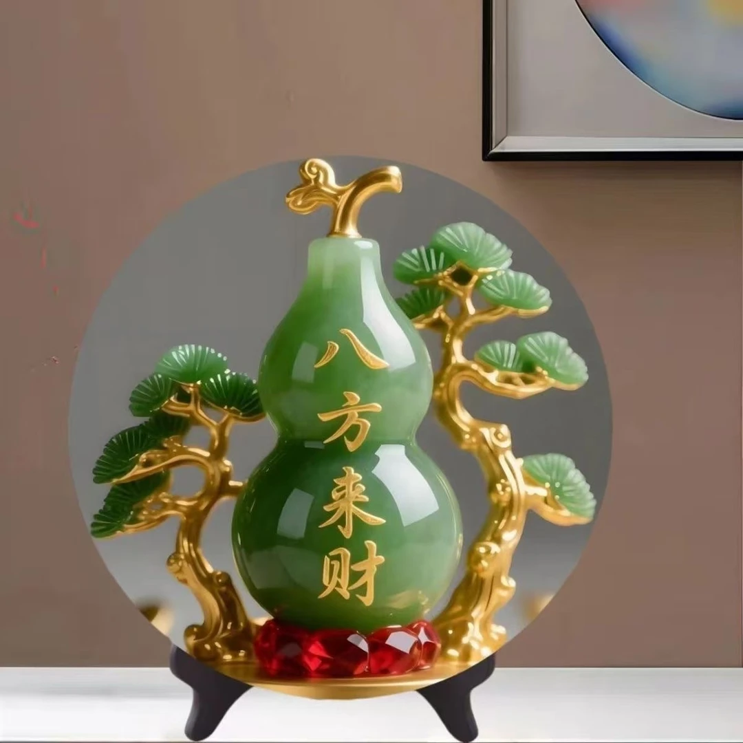 八方来财财好玉石装饰画摆件家用客厅办公室玄关居家桌面摆台
