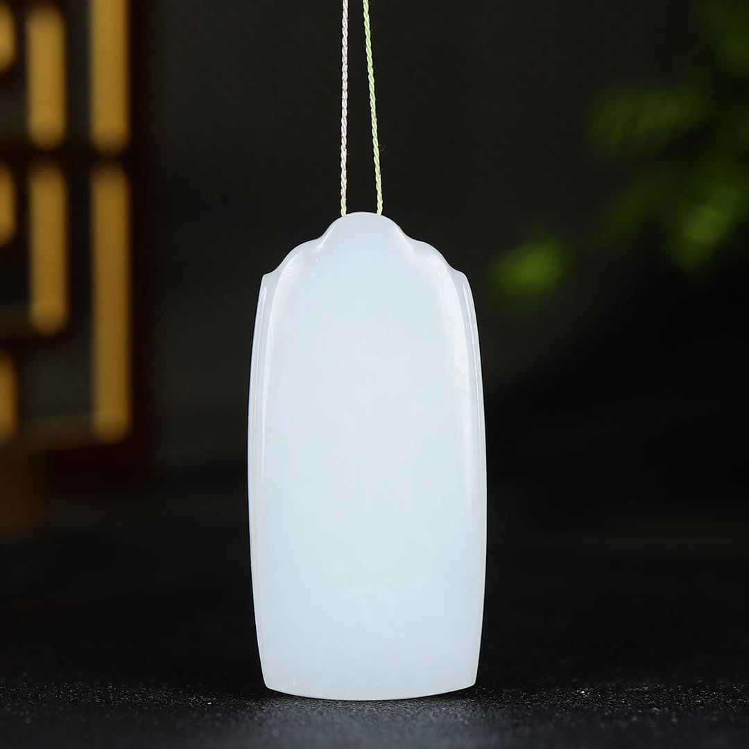 120571和田玉白玉无事牌挂件