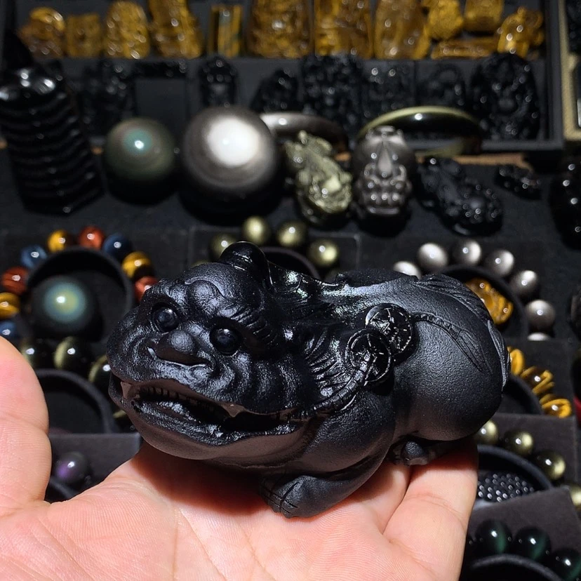 【闪购商品】黑曜岩珠宝奇石未镶嵌阿**爹黑曜石貔貅