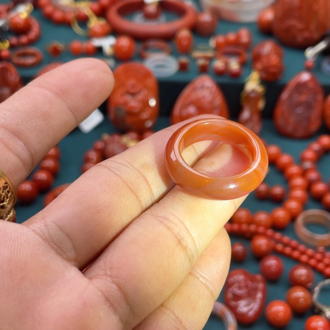 南红玛瑙未镶嵌冰飘南红戒圈18mm