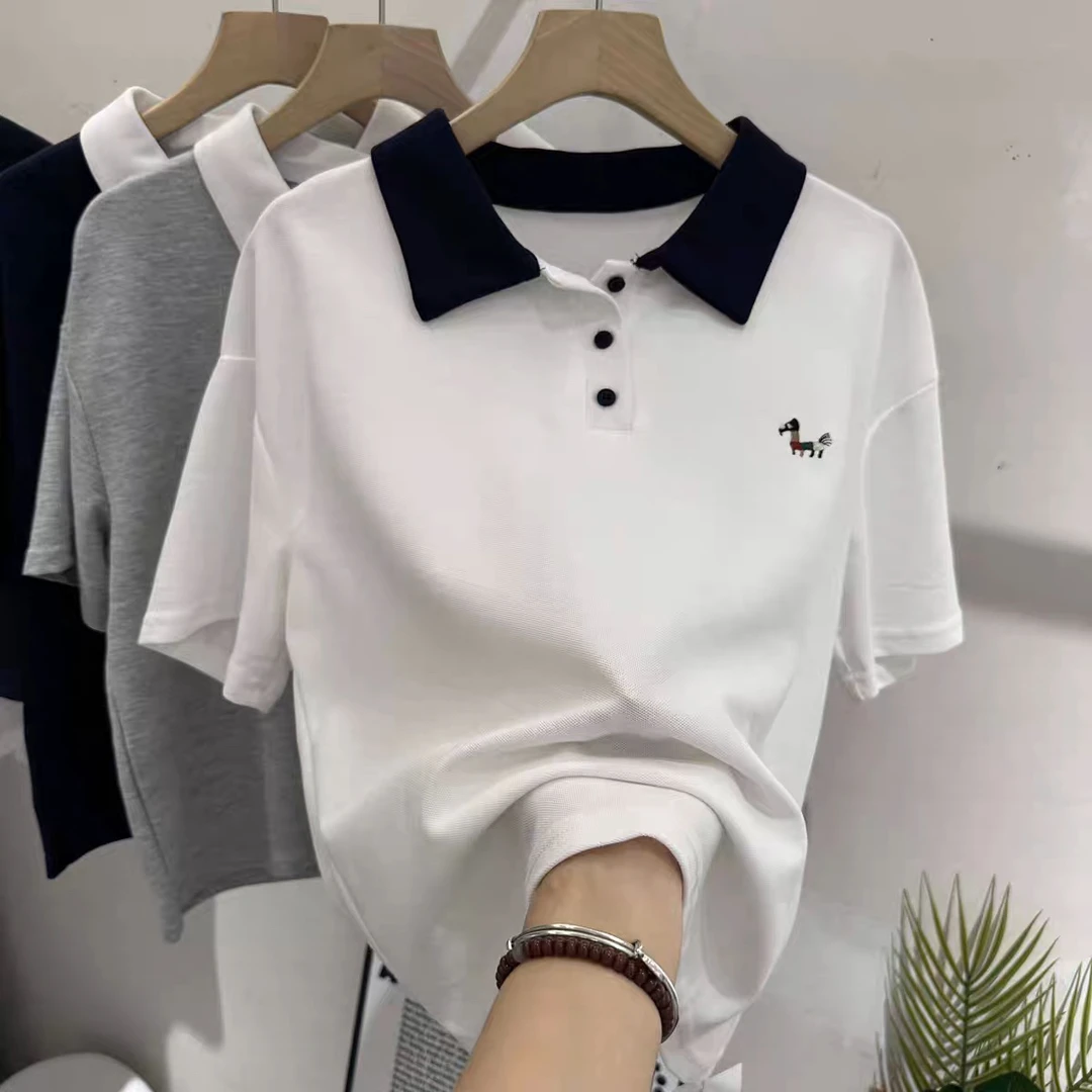 2025款超火～减龄Polo衫白色短袖t恤