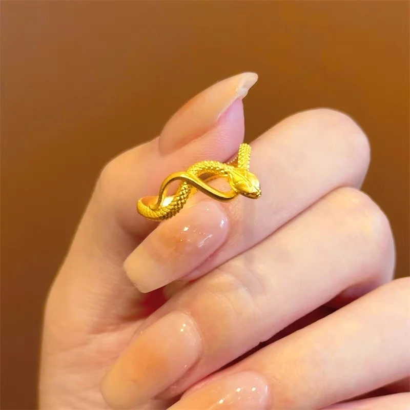 【粉丝专属】金色灵蛇缠绕开口戒指女新款蛇年生肖1.2g