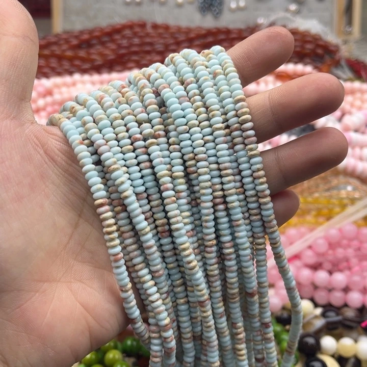 玛瑙/玉髓珠宝半成品未镶嵌一条4/2mm左右寿山石算盘珠