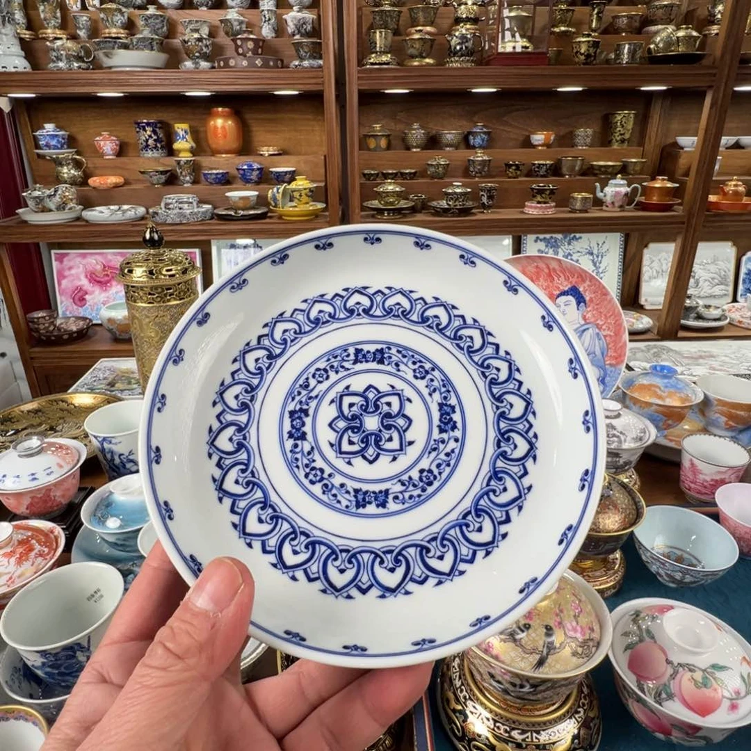 青花宝相壶承壶承