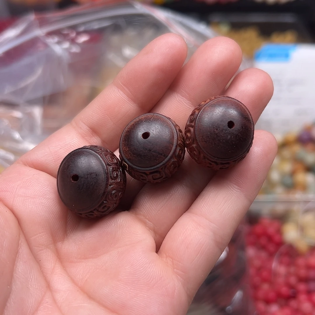 菩提根/象牙果手串3颗回纹珠红木