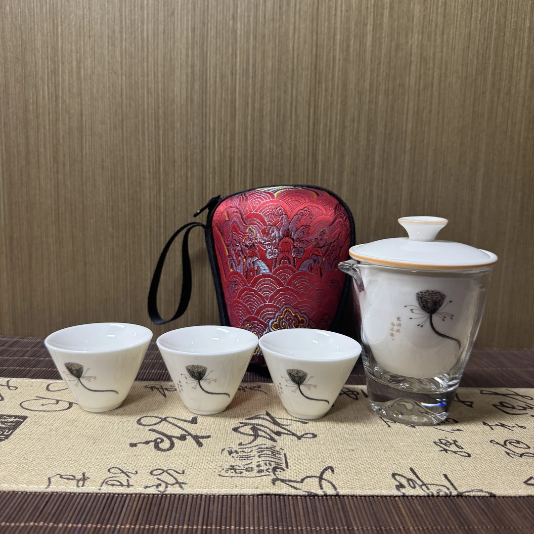 AA145-莲藕玻璃旅行茶具D