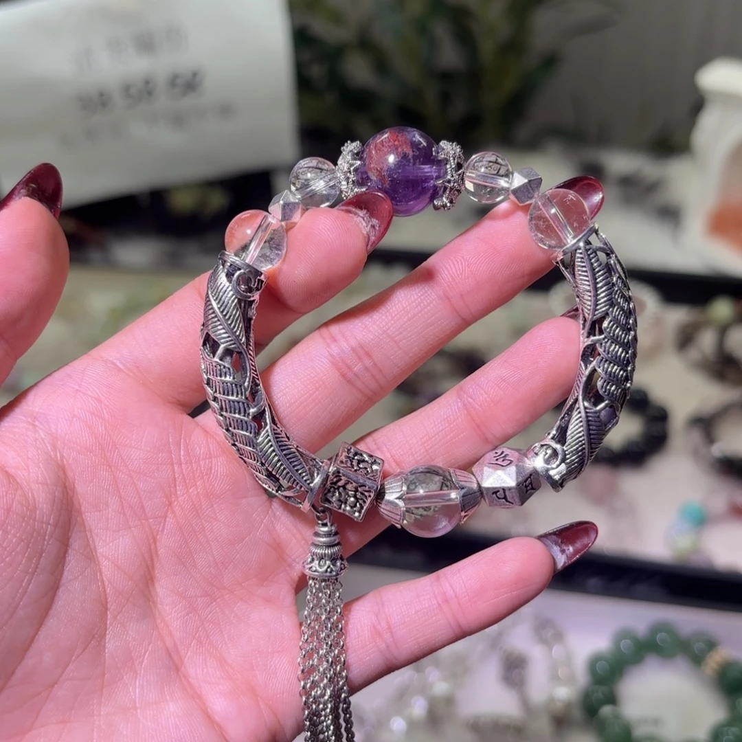 银S925镶嵌手链烟晶