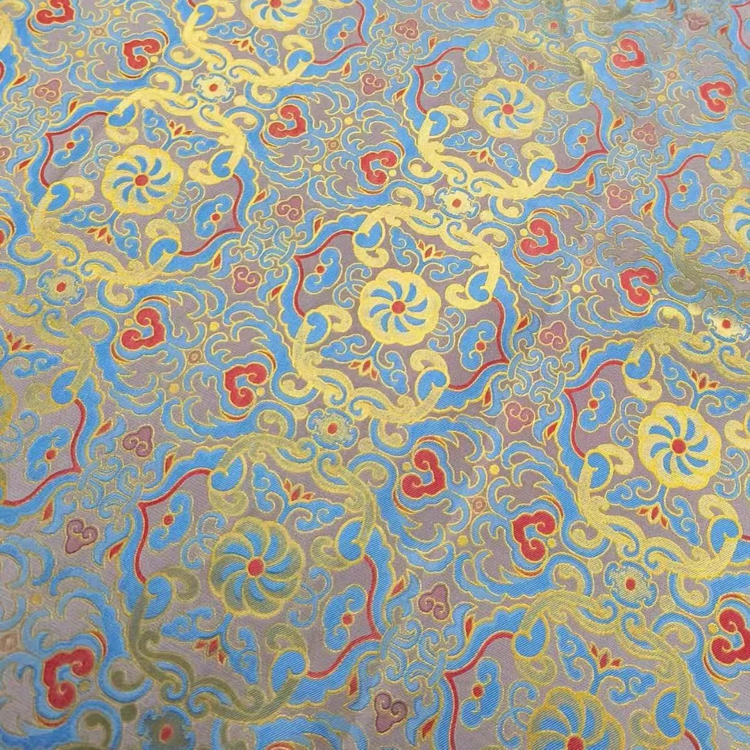 140门幅钱小萍宋锦【织金蔓草】宋锦面料真丝高端新中式面料