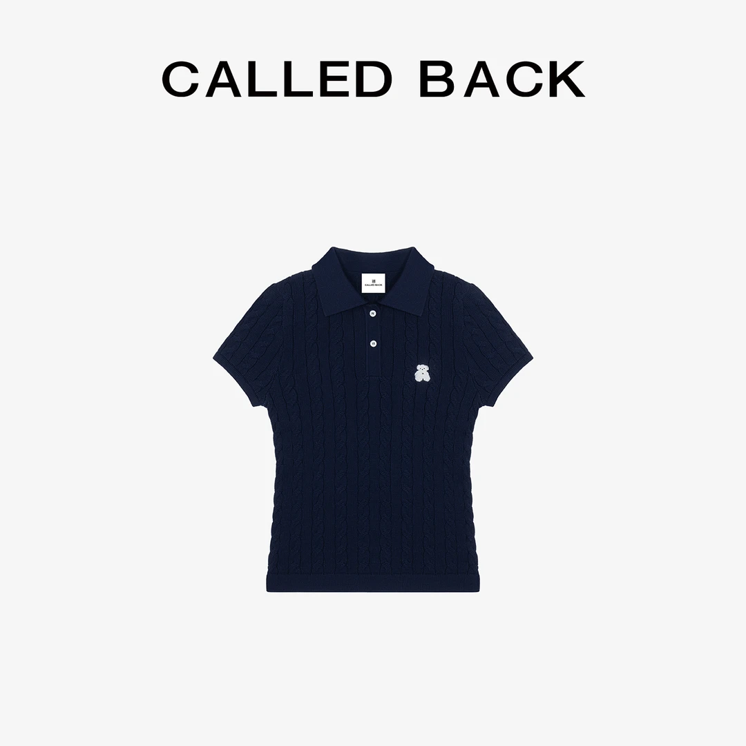 CALLED BACK薄款POLO衫饭团熊藏蓝短袖开衫 7-9
