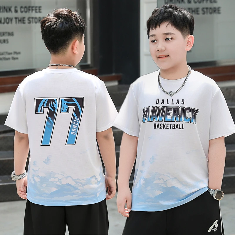 小胖墩男童速干短袖T恤加肥加大中大童夏季男孩宽松童装速干上衣9