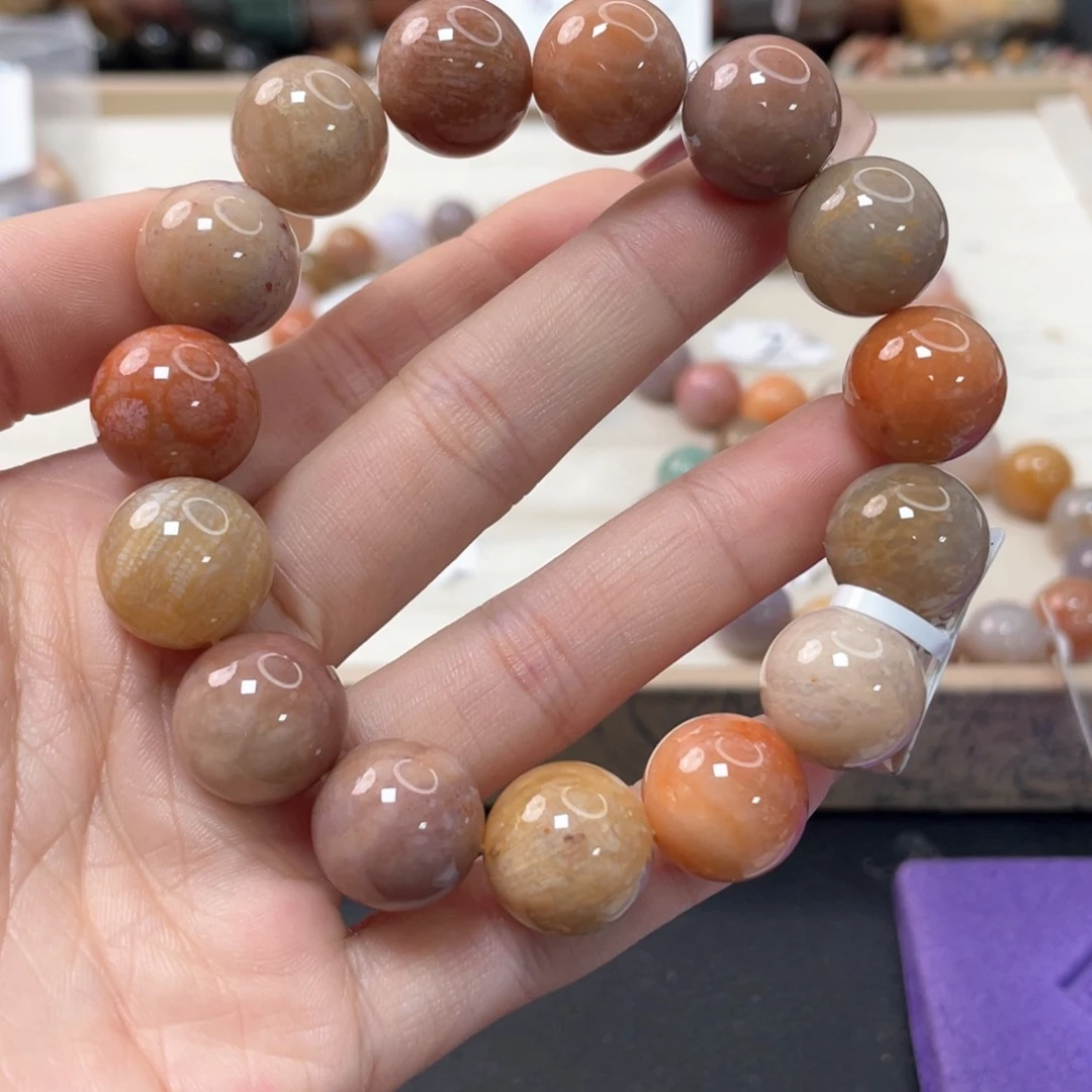 硅化珊瑚（珊瑚玉）手链未镶嵌金***花104