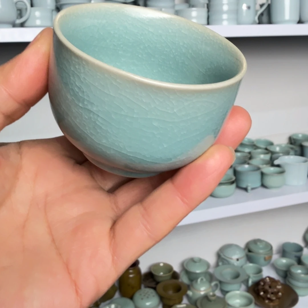 瓷杯子汝瓷小冰花开片将军杯