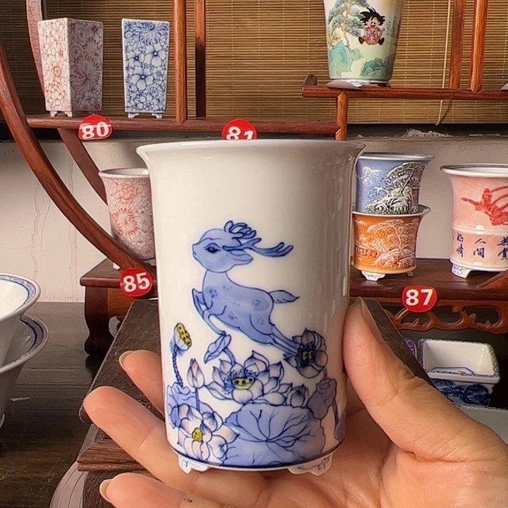 墨奈手绘陶瓷花盆