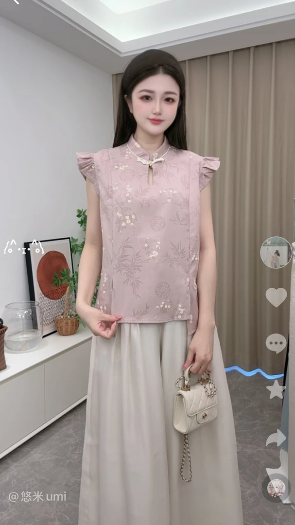 【悠米定制】国风中式风休闲风时尚飞飞袖时尚气质上衣