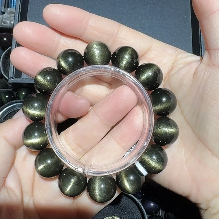 极***简黑曜岩未镶嵌手链