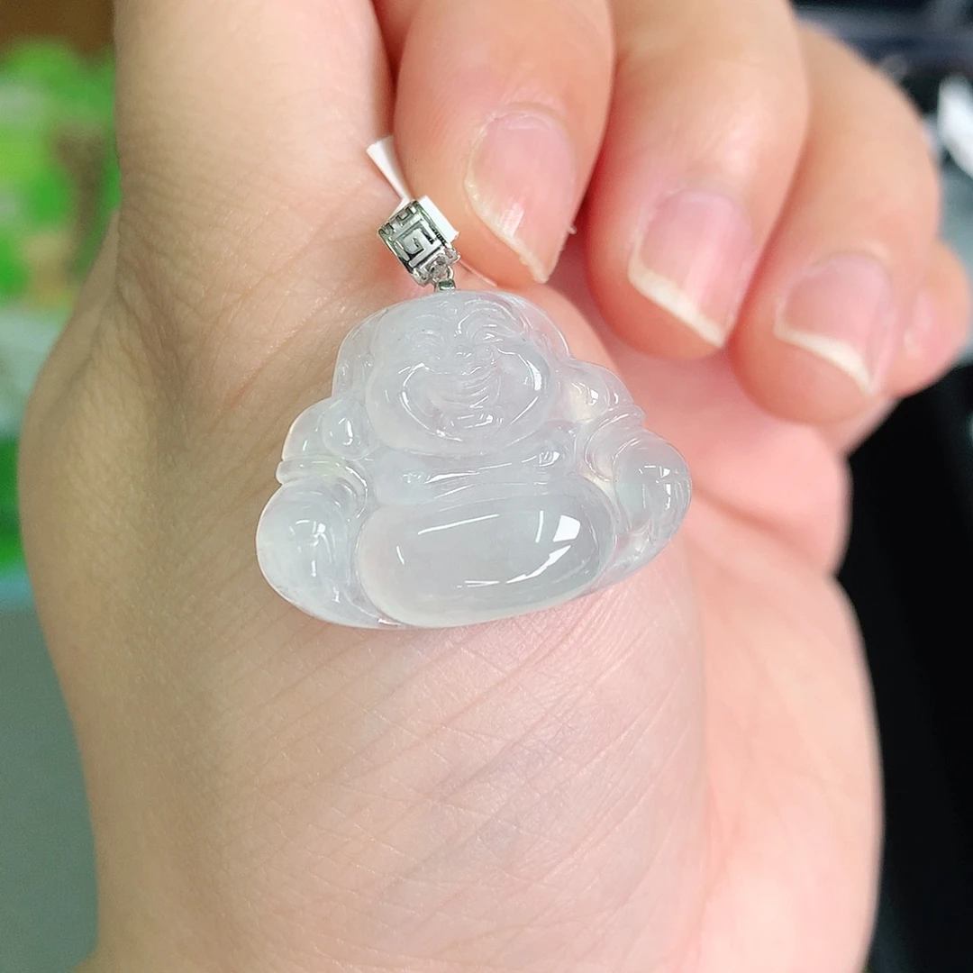 翡翠颈饰18K金镶嵌冰胶佛公