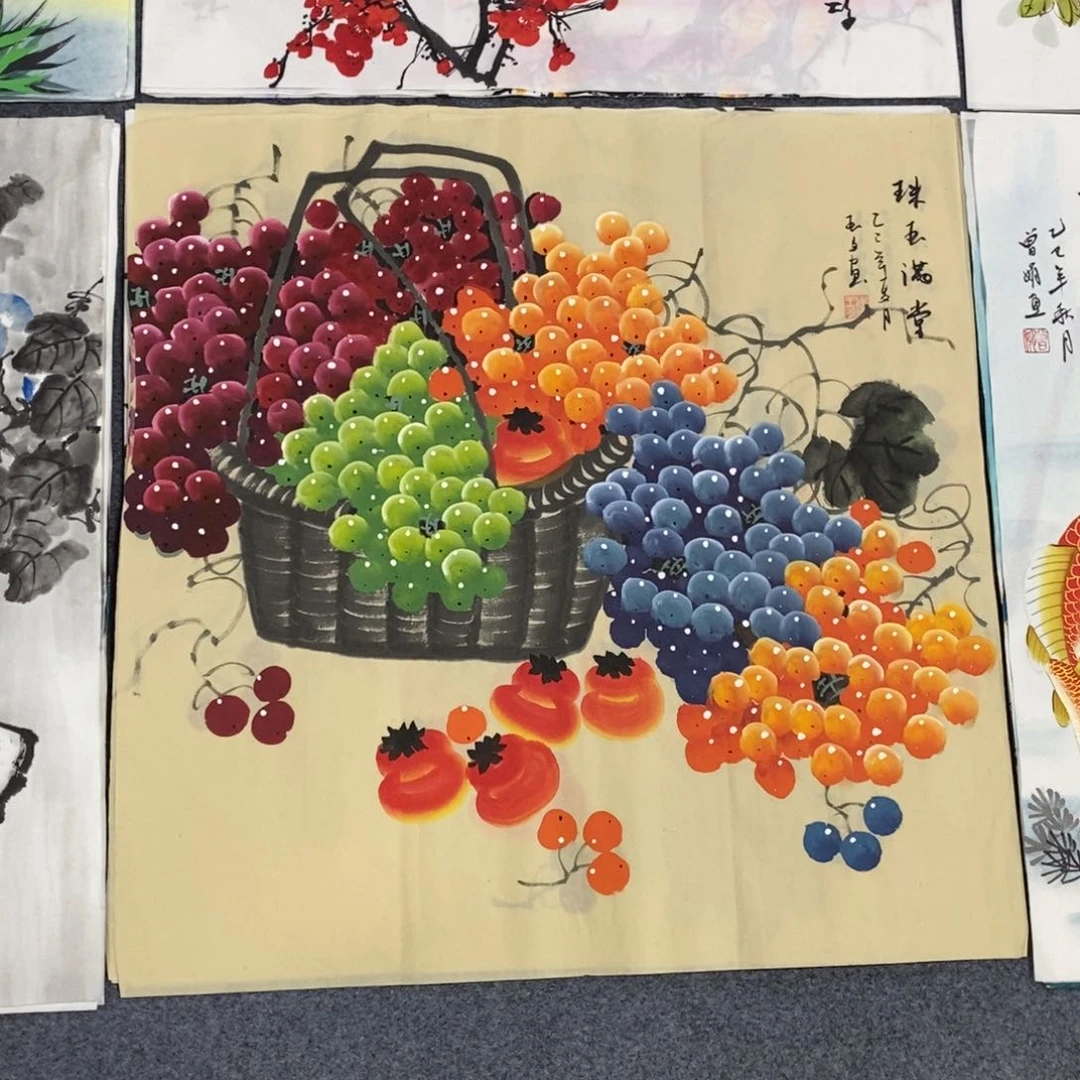 国画尺寸70✖️70精品斗方手绘画