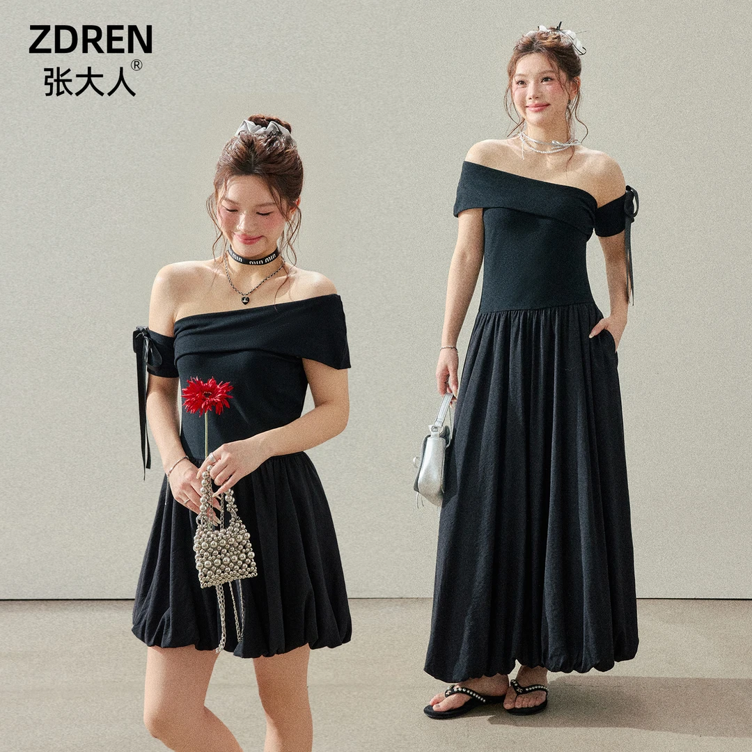 张大人【莱昂艺术】大码女装微胖妹妹法式气质优雅设计感花苞连衣裙