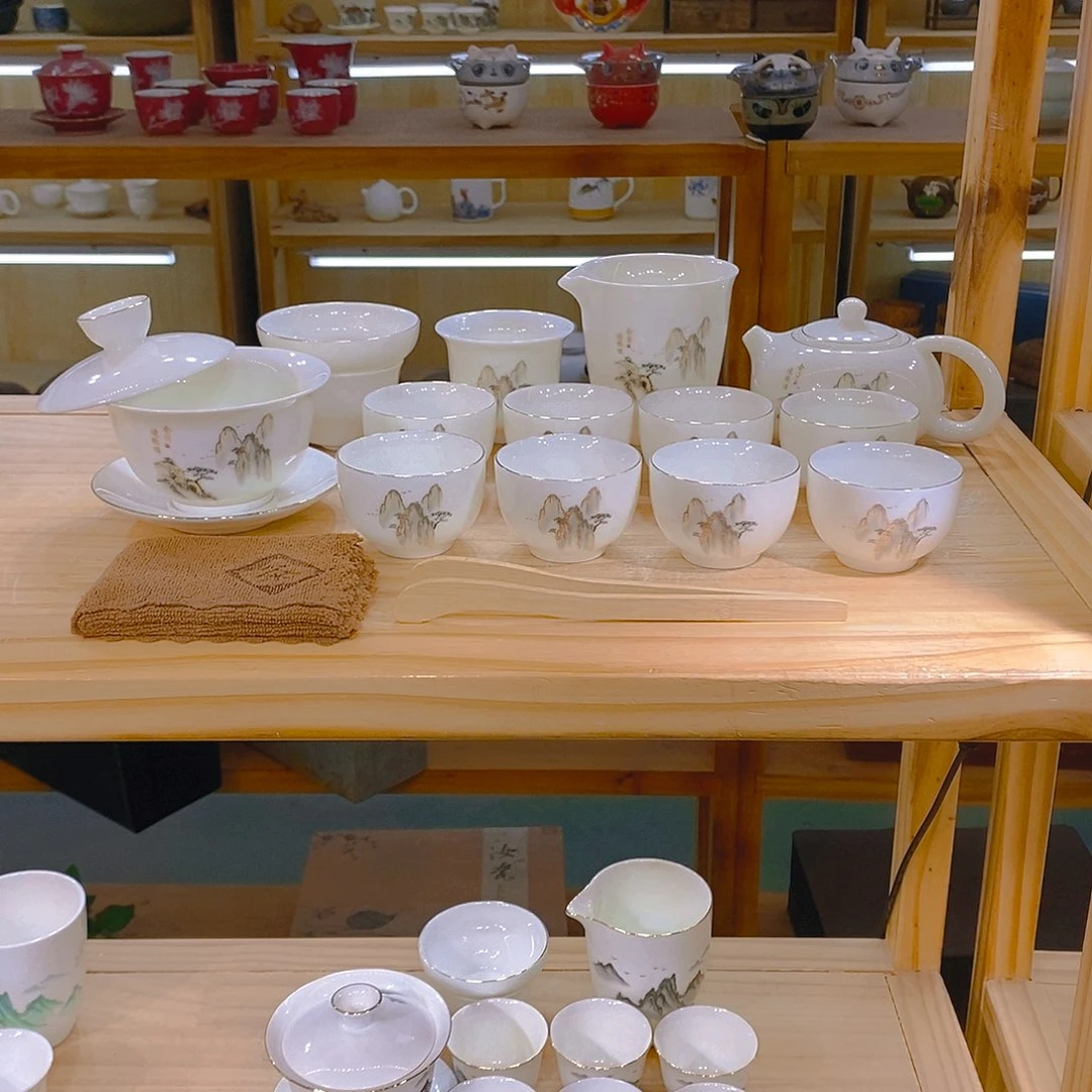 【不止】羊脂玉瓷茶具套装