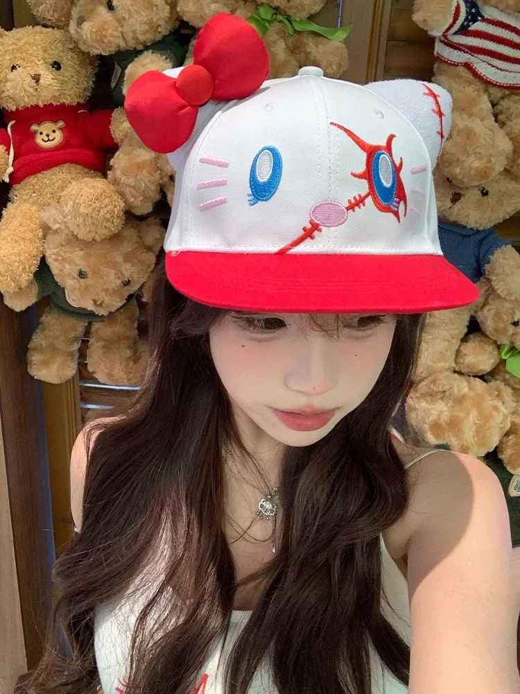 日系小众猫咪棒球帽女2025新款可爱y2k亚文化蝴蝶结辣妹风鸭舌帽