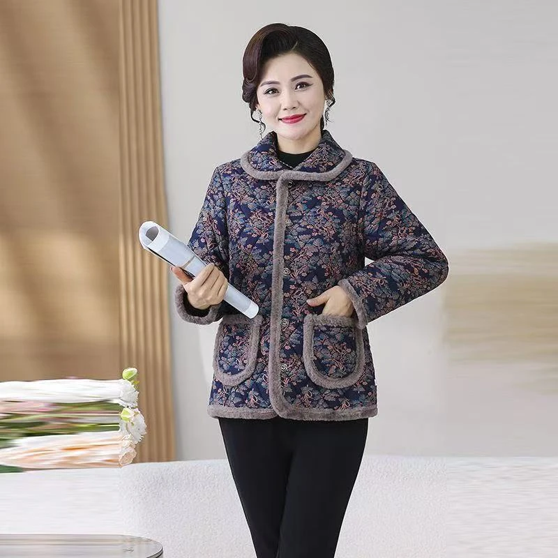 【清仓福利】女装洋气棉服加绒加厚妈妈冬装棉衣外套保暖碎花