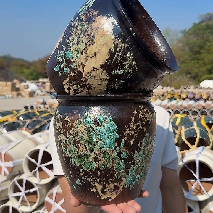 紫砂花盆口20高20（两个姹寂大号